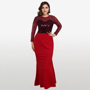 NEW STYLE SEQUIN EVENING DRESS RED LONG WEDDING GOWN DRESS